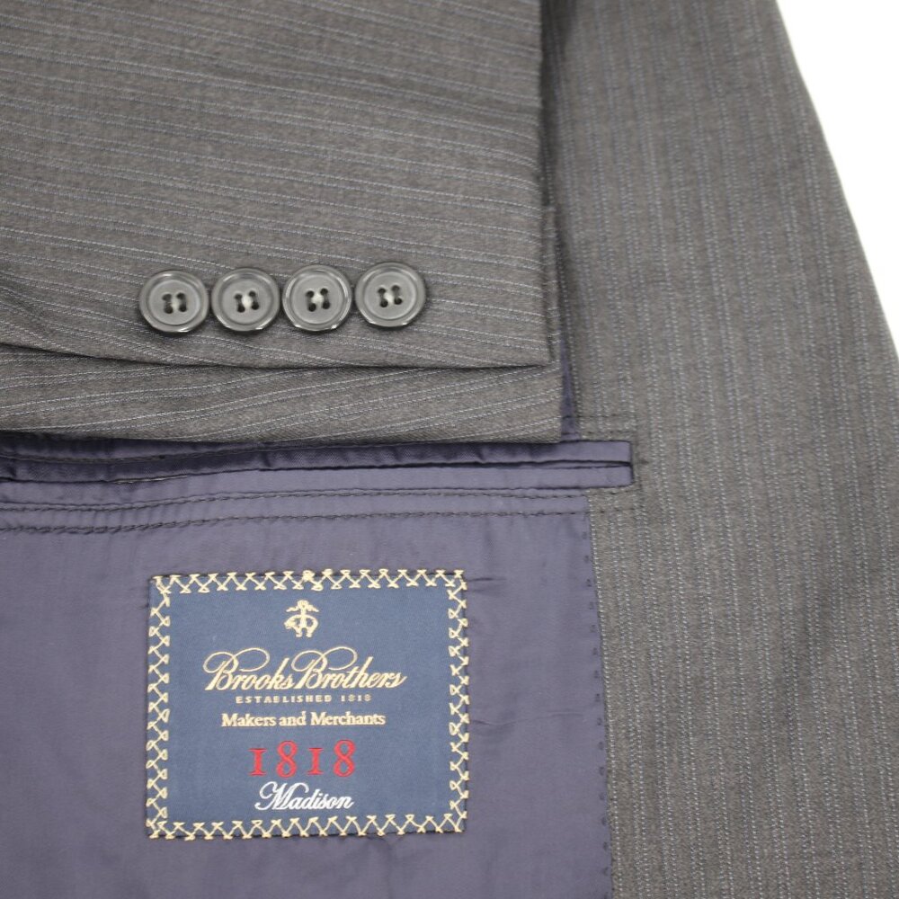 Brooks brothers sport coat men's 42R 1818 madison Saxxon wool striped gray